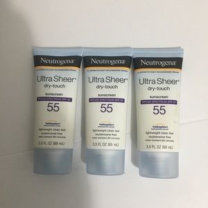 3 Neutrogena Ultra Sheer Dry Touch Sunscreen SPF 55. New